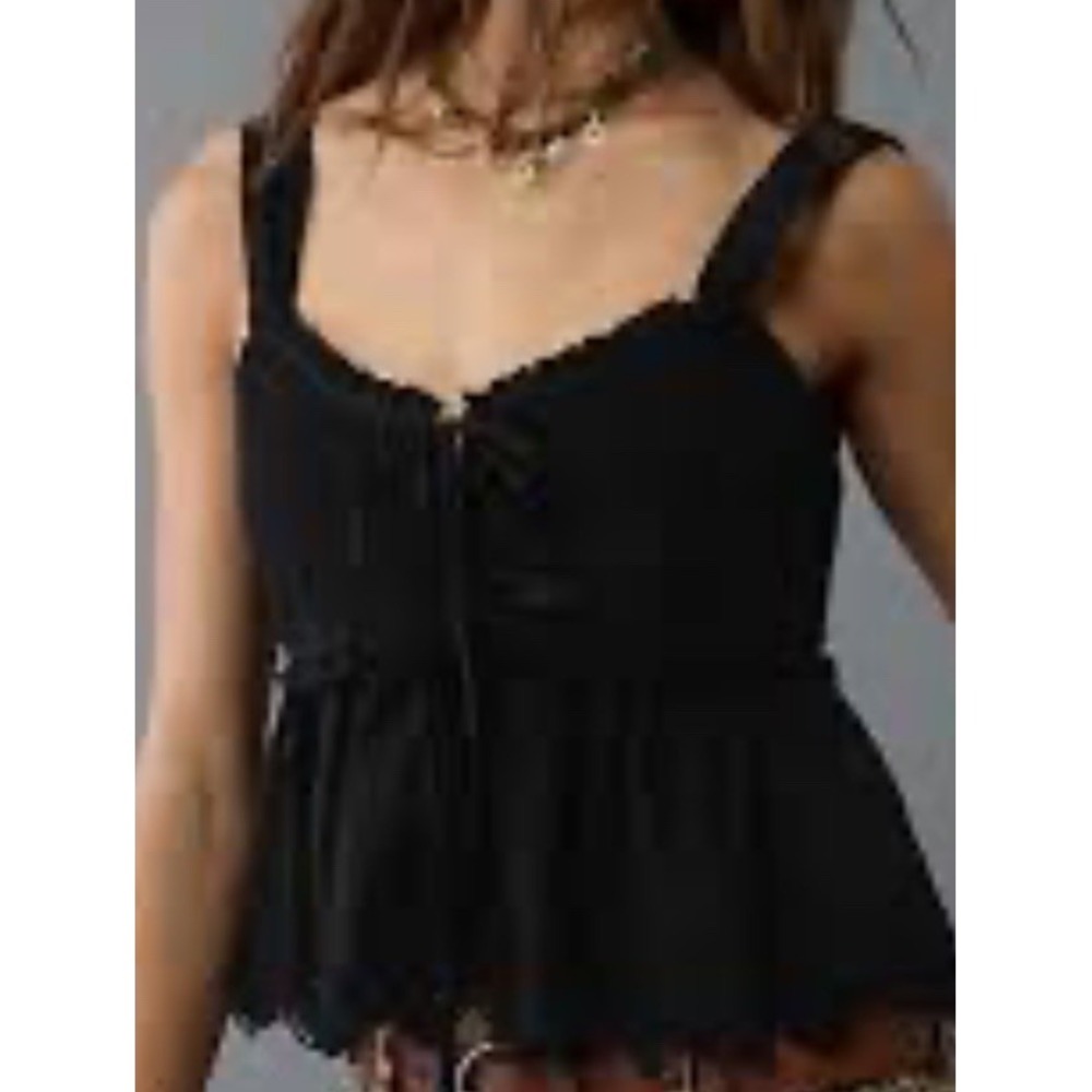 American Eagle Smocked Front Babydoll Tank, Adjustable Button Straps. Med, New
